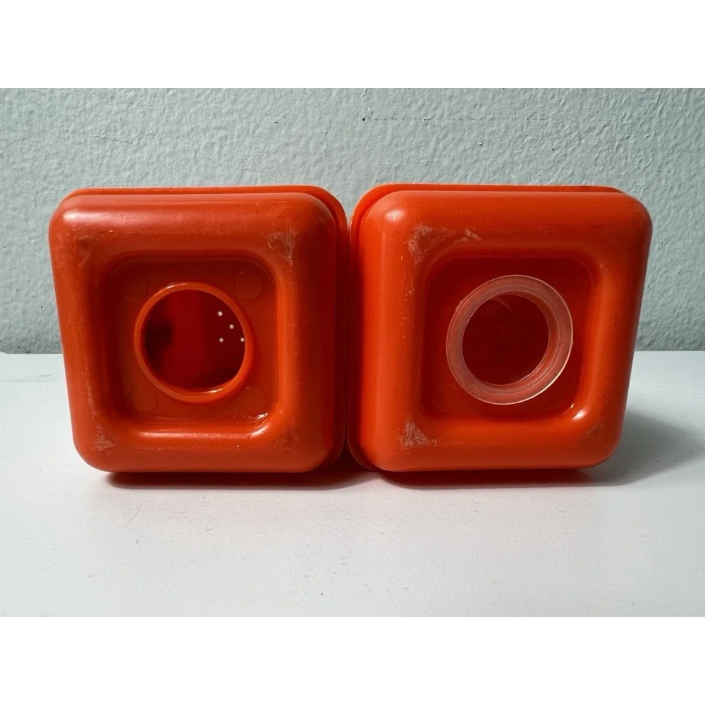 Vintage Salt Pepper Shakers Orange Mushroom Mid Century Modern Set